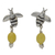 Jade dangle earrings, 'Honey Bees' - Sterling Silver Bee Earrings with Yellow Jade Gemstones (image 2a) thumbail
