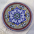 Ceramic dinner plate, 'Imperial Flower' - Artisan Crafted Authentic Mexican Talavera Style Plate