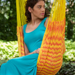 Cotton hammock swing chair, 'Maya Sunflower' - Yellow Orange Hand Woven Cotton Hammock Swing Chair