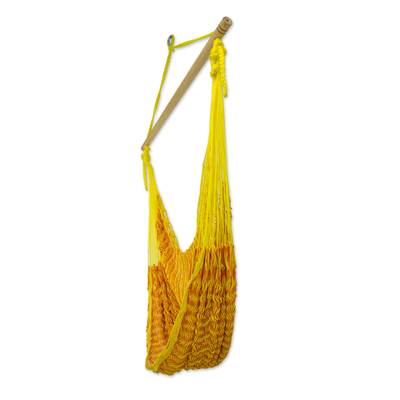 Cotton hammock swing chair, 'Maya Sunflower' - Yellow Orange Hand Woven Cotton Hammock Swing Chair