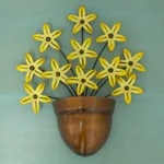Steel wall sculpture, 'Black-Eyed Susan' - Yellow Flower Iron Wall Sculpture Crafted by Hand