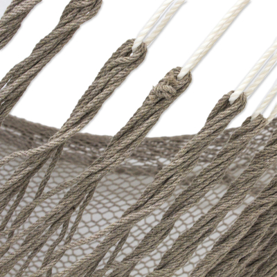 Cotton hammock, 'Maya Mist' (double) - Mexican Hand Woven Grey Cotton Maya Hammock (Double)