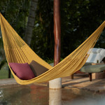 Cotton hammock, 'Maya Mustard' (double) - Mustard Yellow Cotton Hand Woven Maya Double Hammock