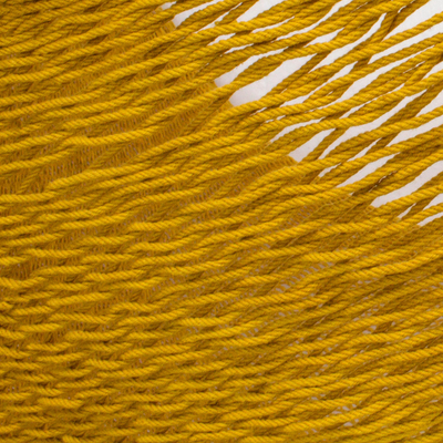 Cotton hammock, 'Maya Mustard' (double) - Mustard Yellow Cotton Hand Woven Maya Double Hammock
