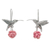 Rhodochrosite flower earrings, 'Hummingbird Treasure' - Silver Hummingbird Earrings with Rhodochrosite Roses (image 2a) thumbail