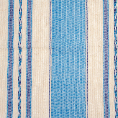 Zapotec-Baumwollplatzierungen, (4er-Set) - Set aus 4 handgewebten Zapotec-Tischsets aus Baumwolle in Blau und Beige