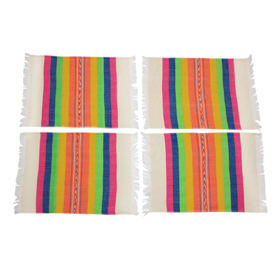Zapotec cotton placements, 'Fiesta Hues' (set of 4) - Zapotec Colorful Hand Woven Cotton Placemats (Set of 4)
