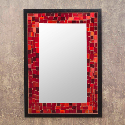 Stained glass wall mirror, Crimson Vision