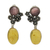 Amber and rhodochrosite flower earrings, 'Flowers of Harmony' - Amber and Rhodochrosite on Antiqued Sterling Silver Earrings (image 2a) thumbail
