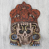 Máscara de cerámica, 'Jaguar Warrior Spirit' - Mascara de ceramica del guerrero jaguar azteca mexicano