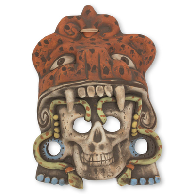 Mexican Aztec Jaguar Warrior Ceramic Mask