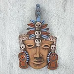 Ceramic Mexican Pre-Hispanic Ball Player Mask, 'Tajin Ball Player'