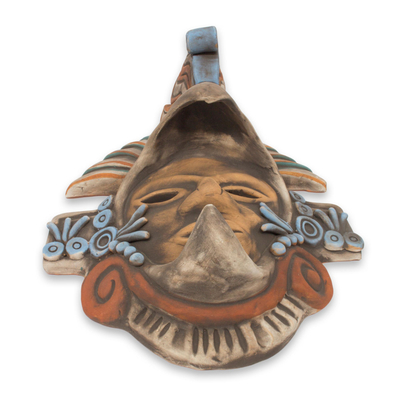 Máscara de cerámica - Máscara de guerrero águila azteca de cerámica mexicana hecha a mano