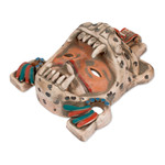 Ceramic mask, 'Tlaxcala Jaguar Warrior' - Signed Handcrafted Mexican Ceramic Jaguar Warrior Mask