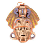 Ceramic mask, 'Quetzalcoatl Warrior' - Handcrafted Mexican Ceramic Skull and Serpent Mask