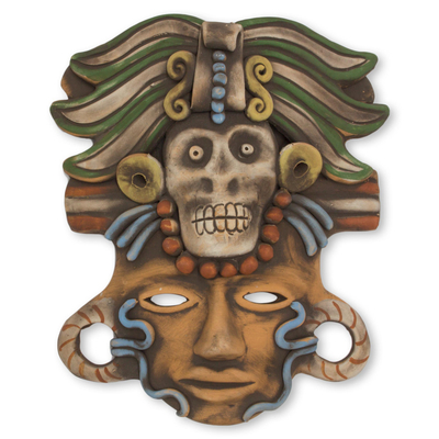 Handcrafted Mexican Ceramic Skull Priest Mask