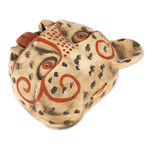 Ceramic mask, 'Jaguar Head' - Handcrafted Mexican Ceramic Jaguar Mask