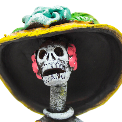 Ceramic sculpture, 'Dazzling Catrina' - Day of the Dead Catrina Sculpture Artisan Crafted