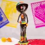 Ceramic sculpture, 'Catrina the Seductress' - Day of the Dead Catrina Ceramic Sculpture Crafted by Hand