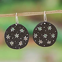 Sterling silver dangle earrings, Taxco Night