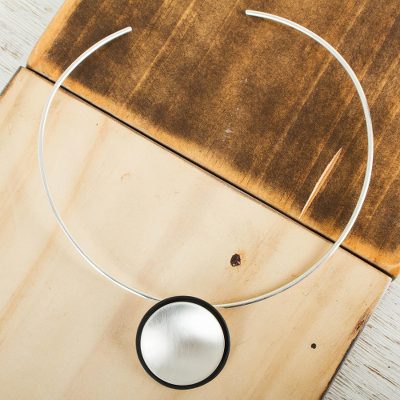 Sterling silver choker, 'Lunar Shadow' - Taxco Choker Necklace Sterling Silver Modern Jewelry