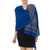 Zapotec cotton rebozo shawl, 'Golden Sea Foam' - Blue Cotton Zapotec Shawl from Mexico with Golden Motifs (image 2a) thumbail