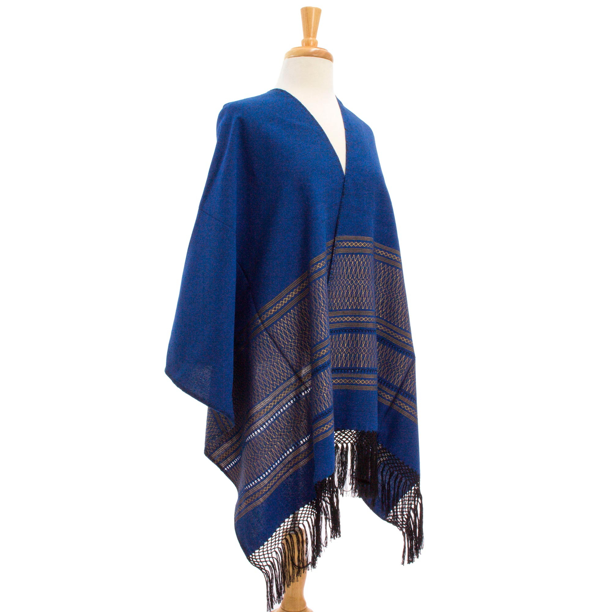 UNICEF Market | Blue Cotton Zapotec Shawl from Mexico with Golden ...