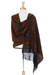 Zapotec cotton rebozo shawl, 'Dry Leaves' - Handwoven Zapotec Cotton Shawl in Black and Orange