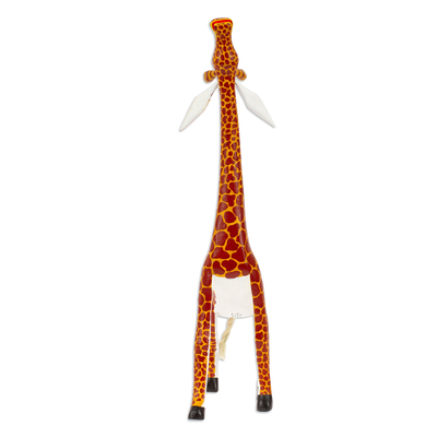 Holzfigur - Holz-Giraffe-Figur, Skulptur, handgefertigt in Mexiko