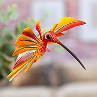 Alebrije sculpture, 'Colorful Hummingbird' - Multi Color Hummingbird Alebrije Sculpture Crafted by Hand