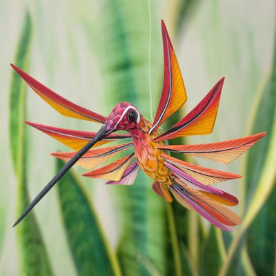 Alebrije sculpture, 'Colorful Hummingbird' - Multi Color Hummingbird Alebrije Sculpture Crafted by Hand