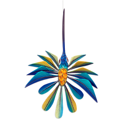 Alebrije-Skulptur - Blauer Kolibri-Alebrije-Hängeskulptur aus Mexiko