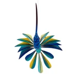 Alebrije sculpture, 'Blue Hummingbird' - Blue Hummingbird Alebrije Hanging Sculpture from Mexico
