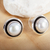 Cultured pearl button earrings, 'Lunar Shadow' - Taxco Jewelry Pearl and Sterling Silver Button Earrings thumbail