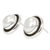 Cultured pearl button earrings, 'Lunar Shadow' - Taxco Jewelry Pearl and Sterling Silver Button Earrings (image 2b) thumbail
