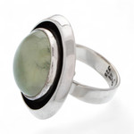 Prehnite cocktail ring, 'Verdant Glow' - Prehnite and Sterling Silver Ring Taxco Jewelry Art