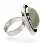 Prehnite cocktail ring, 'Verdant Glow' - Prehnite and Sterling Silver Ring Taxco Jewelry Art