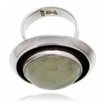 Prehnite cocktail ring, 'Verdant Glow' - Prehnite and Sterling Silver Ring Taxco Jewelry Art
