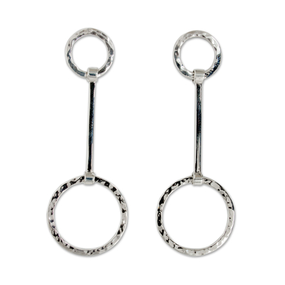 Sterling silver dangle earrings, 'Taxco Pendulums' - Modern Sterling Silver Earrings Crafted in Taxco