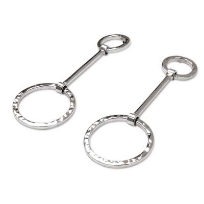 Sterling silver dangle earrings, 'Taxco Pendulums' - Modern Sterling Silver Earrings Crafted in Taxco