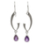 Amethyst dangle earrings, 'Lilac Spark' - Artisan Crafted Sterling Silver Earrings with Amethyst (image 2a) thumbail