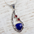 Lapis lazuli and garnet pendant necklace, 'Serendipity' - Sterling Silver Necklace with Lapis Lazuli and Garnet (image 2) thumbail