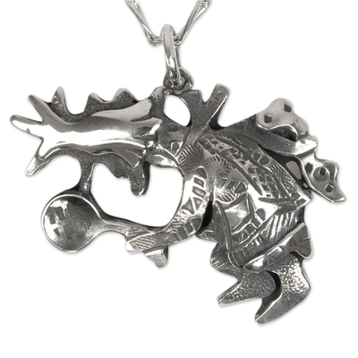 Sterling silver pendant necklace, 'Tejonero Dancer' - Sterling Silver Necklace with Traditional Mexican Dancer