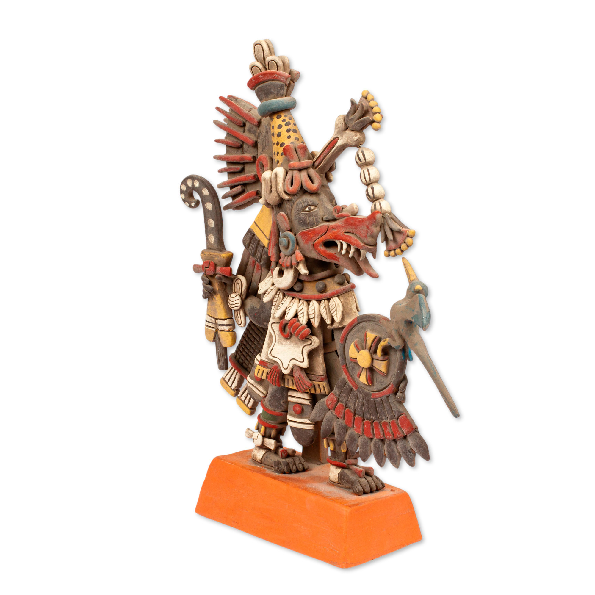 UNICEF Market Signed Ceramic Aztec Sculpture from Mexico Aztec Deities