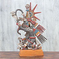 Ceramic sculpture, 'Aztec God Quetzalcoatl' - Signed Ceramic Sculpture of an Ancient Aztec Deity