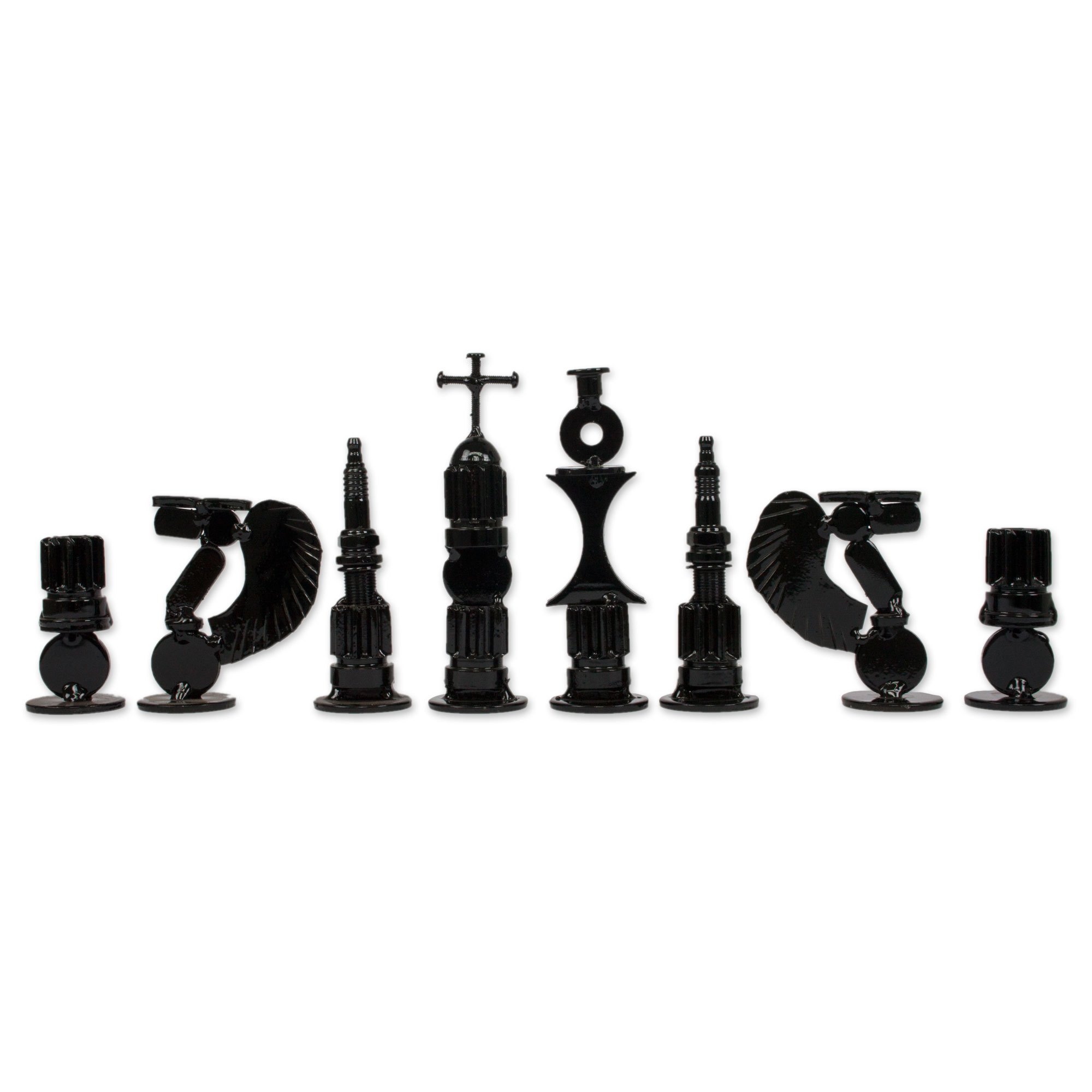 Upcycled Car Parts Chess Set Artisan Crafted in Mexico Rustic