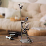 Auto part sculpture, 'Sax on the Corner' - Auto Part and Recycled Metal Musician Sculpture