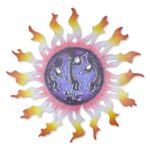 Steel wall art, 'Kokopelli Sun Dancers' - Mexico Modern Kokopelli Steel Wall Art Sun Sculpture