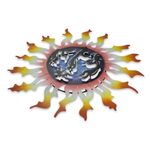 Steel wall art, 'Kokopelli Sun Dancers' - Mexico Modern Kokopelli Steel Wall Art Sun Sculpture