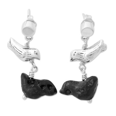 Mexican Sterling Silver Earrings With Oaxaca Black Pottery Sterling Silver Dangle Earrings Black Dove Mexican With Oaxaca